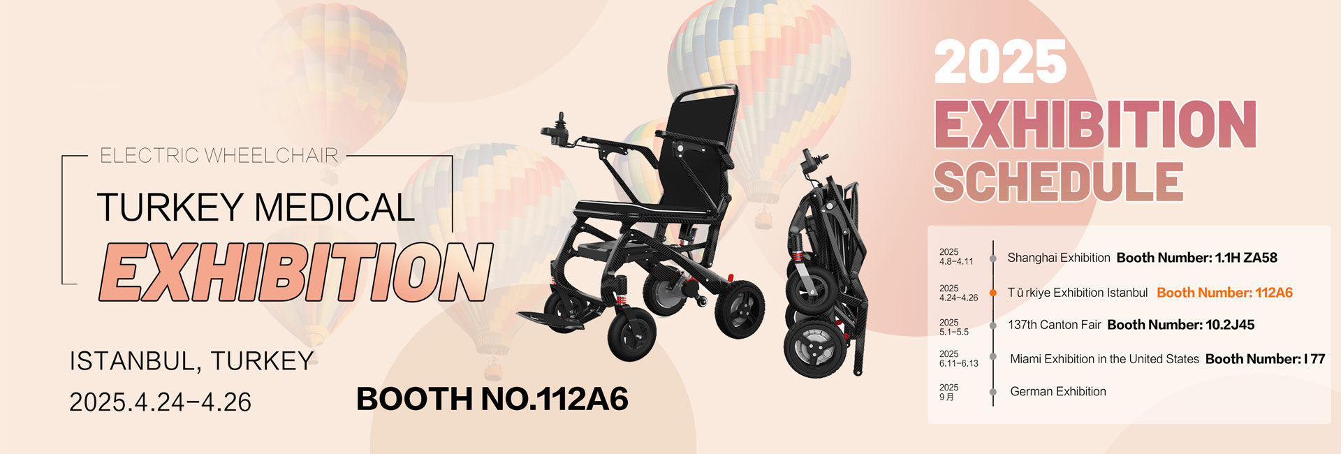 Recently, Ningbo Caretop Medical Technology Co., Ltd  a leading factory in the production of advanced electric wheelchair, was invited to participate in the EXPO MED EURASIA exhibition. This significant event took place from April 24th to 26th, 2025, at the Tüyap Fair Convention and Congress Center in Istanbul, Turkey. The company held a prominent position at booth number 112A6.